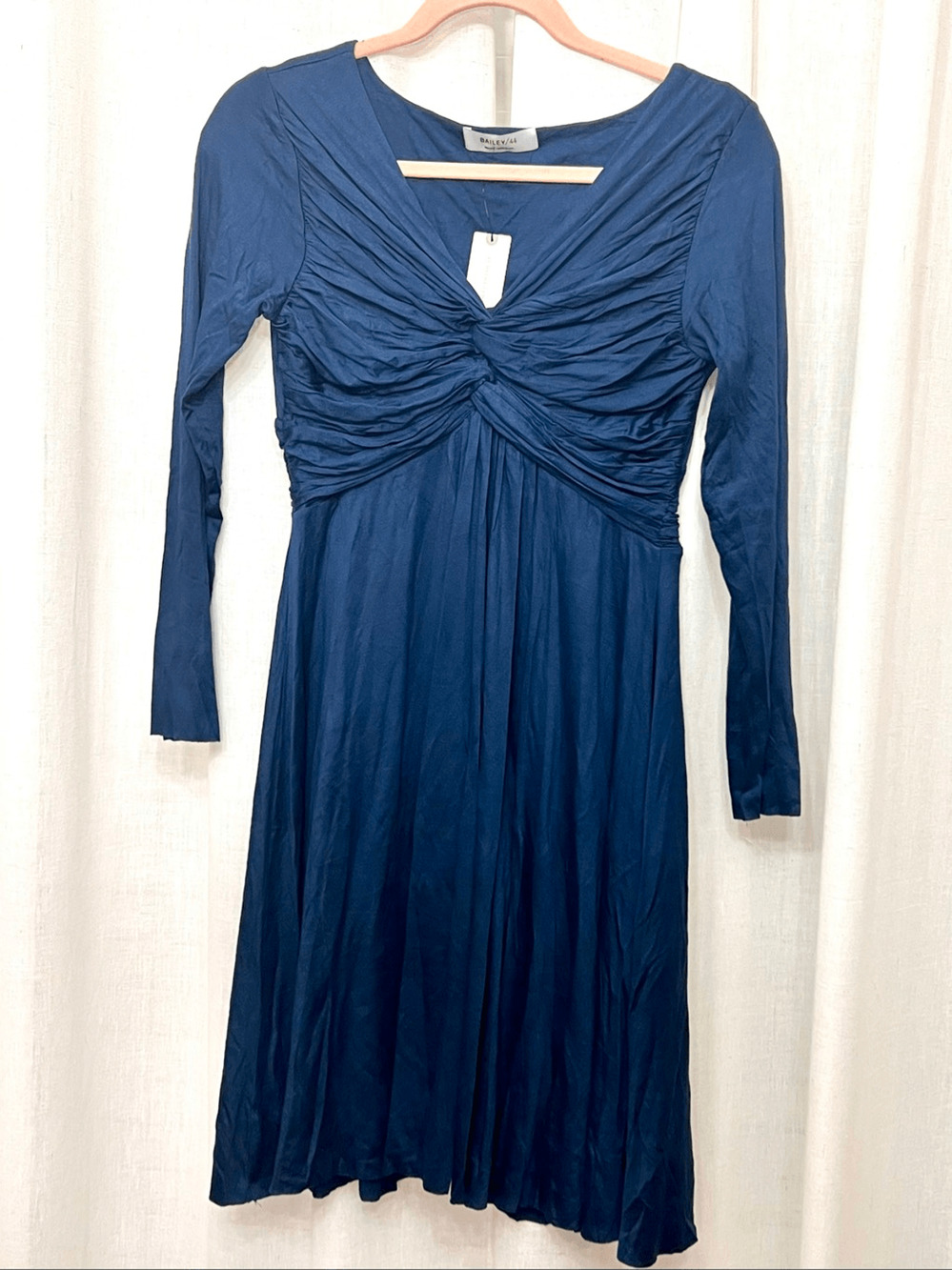 NWT Anthropologie Bailey 44 Women Gathered Ruched Jersey Dress Dark Teal Medium
